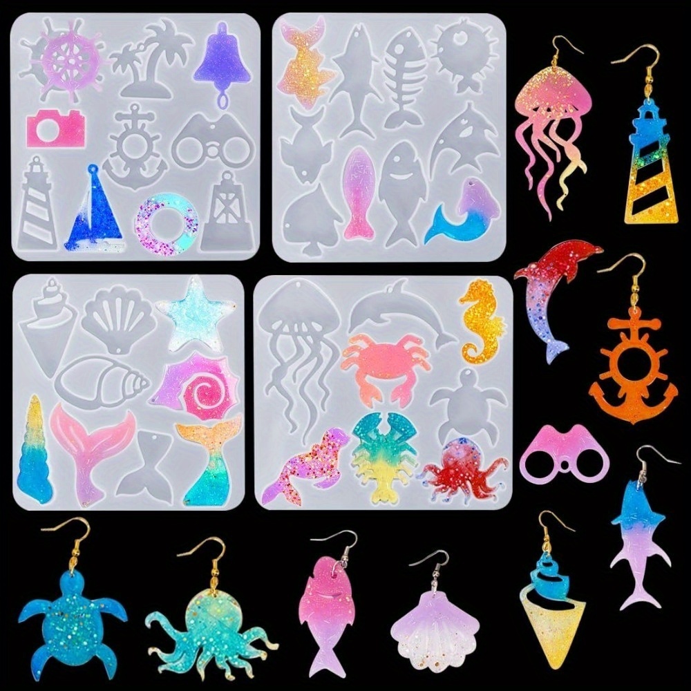 Aquarium Fish Accessories - Okyanus temalı küpe ve kolye kalıp